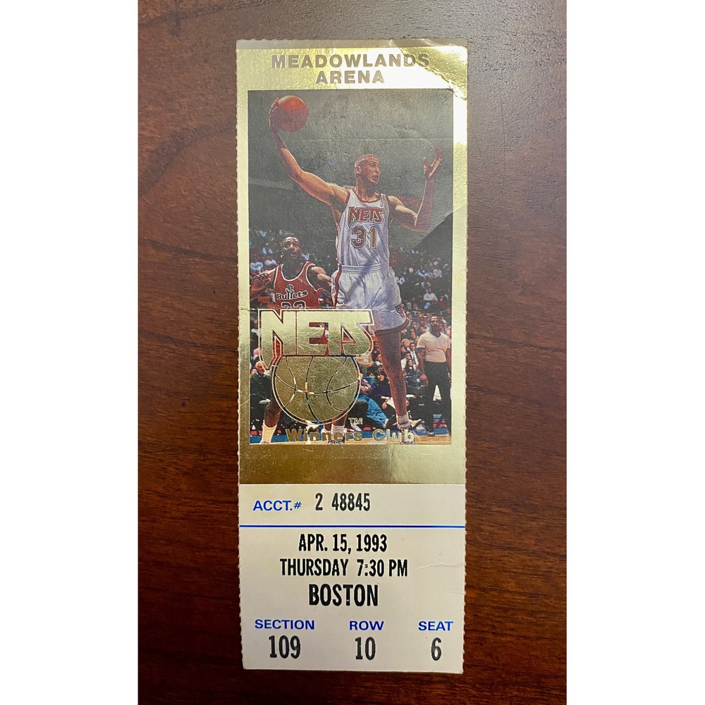 NBA 1993 New Jersey Nets vs Boston‎ Celtics April 15 Ticket Stub